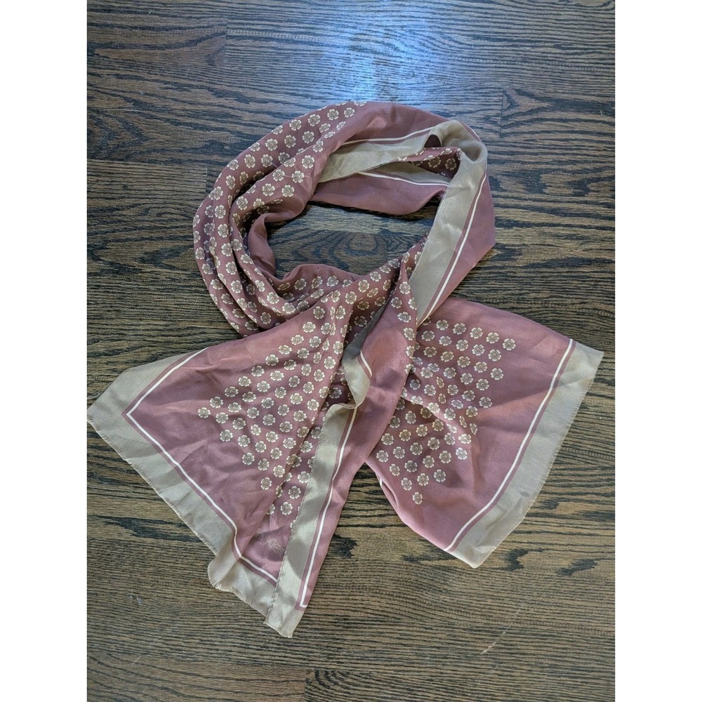 Vintage Calvin Klein Silk Scarf 53x15" Rectangle COTTAGECORE Boho Neck Hair